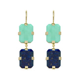 DECO SANDWICH CHRYSOPRASE + LAPIS LAZULI EARRINGS