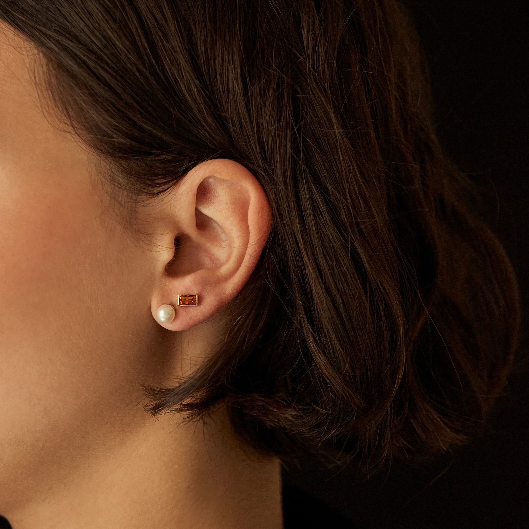 MONO PERLA BAGUETTE CITRINE EARRINGS