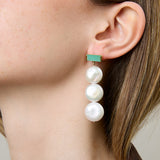 DECO MAXI BAGUETTE PERLA COIN CHRYSOPRASE EARRINGS