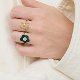 FLOWER OPAL GREEN RING