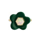 FLOWER OPAL GREEN RING
