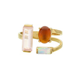 DOBLE BAGUETTE OVAL PINK RING