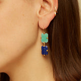 DECO SANDWICH CHRYSOPRASE + LAPIS LAZULI EARRINGS