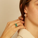 DECO EMPANADA PINK OPAL + MOONSTONE EARRINGS