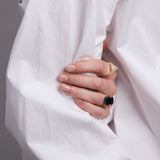 DECO SANDWICH GREEN + BLACK AGATE RING
