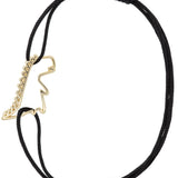 Black eco cord bracelet with a little dinosaur shaped gold pendant