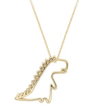 Gold chain necklace with dinosaur shaped pendant