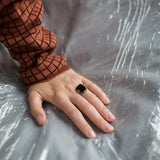 DECO SANDWICH LAPIS LAZULI + BLACK AGATE RING
