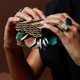 DECO SANDWICH GREEN + BLACK AGATE RING